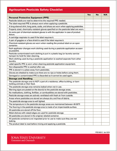 Agritourism Pesticide Safety Checklist