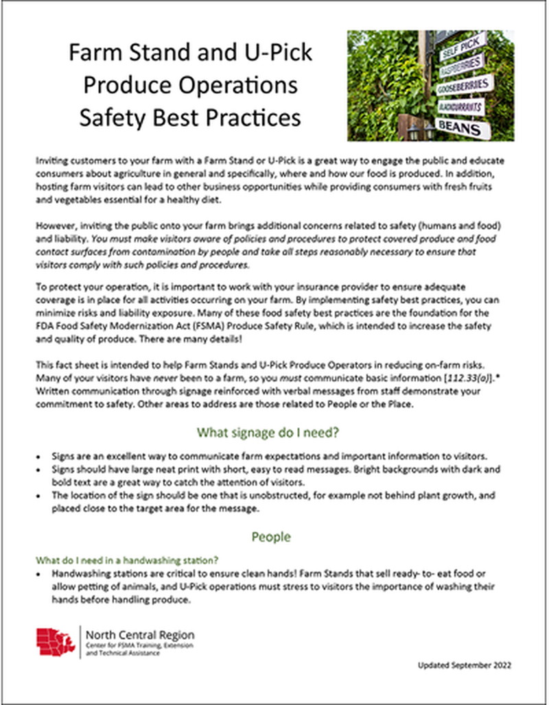 Farm Stand and U-Pick Produce Operations Safety Best Practices image number 0