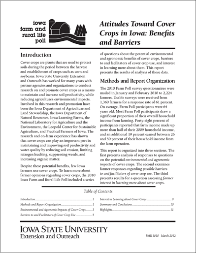 Attitudes Toward Cover Crops in Iowa: Benefits and Barriers