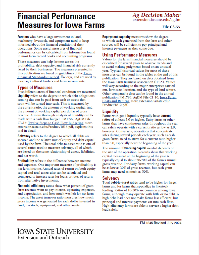 Financial Performance Measures for Iowa Farms image number 0