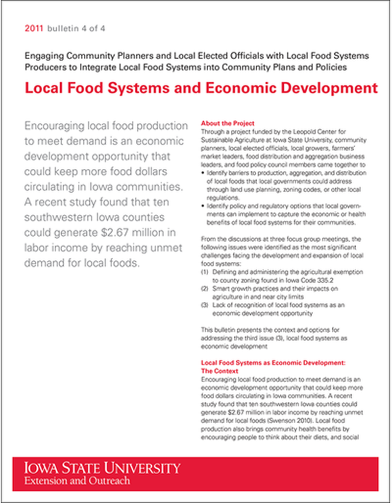 Local Food Systems and Economic Development - Engaging Community Planners and Local Elected Officials with Local Food Systems Producers to Integrate Local Food Systems into Community Plans and Policies image number 0