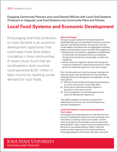 Local Food Systems and Economic Development - Engaging Community Planners and Local Elected Officials with Local Food Systems Producers to Integrate Local Food Systems into Community Plans and Policies
