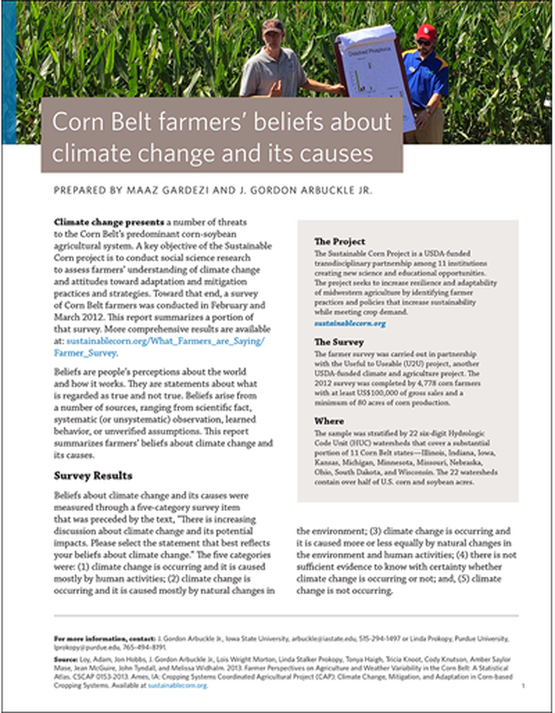 Corn Belt farmers' beliefs about climate change and its causes image number 0