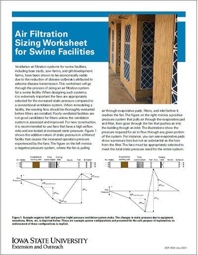 Air Filtration Sizing Worksheet for Swine Facilities
