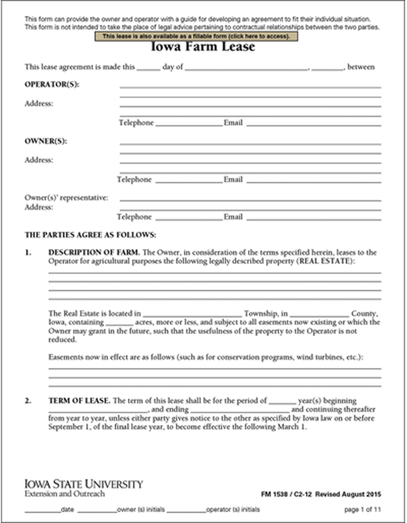Iowa Farm Lease image number 0
