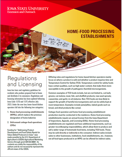 Regulations and Licensing - Home Food Processing Establishments