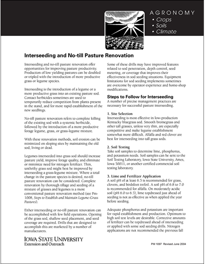 Interseeding and No-Till Pasture Renovation