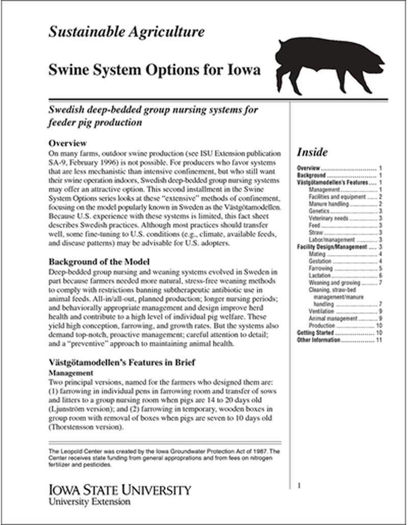 Swine System Options for Iowa - Sustainable Agriculture image number 0