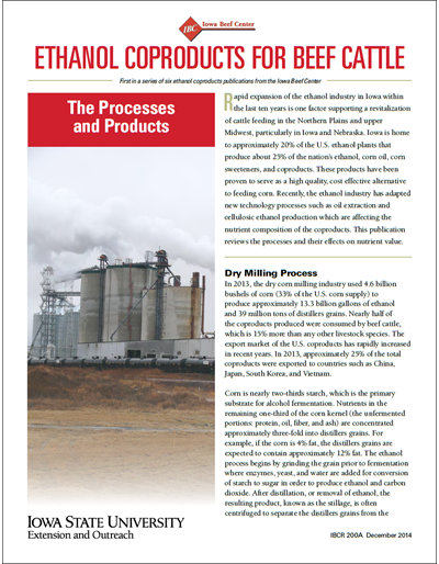 Ethanol Coproducts for Beef Cattle – The Processes and Products