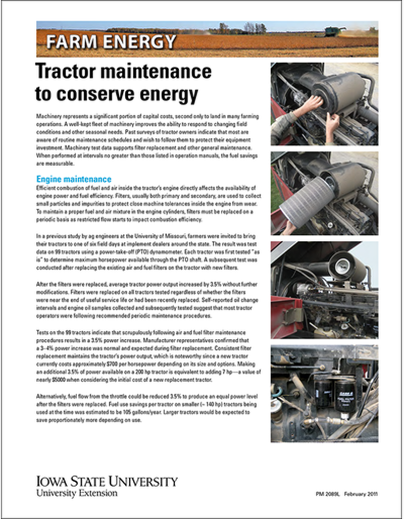 Tractor Maintenance to Conserve Energy - Farm Energy image number 0