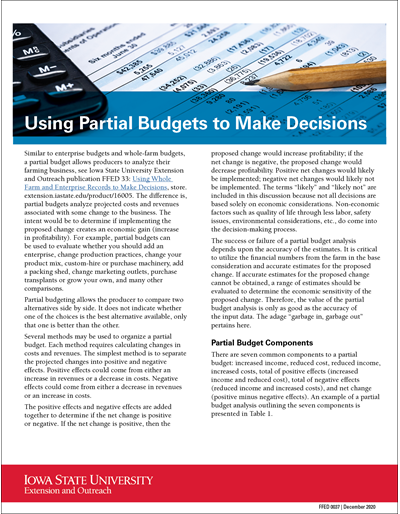 Using Partial Budgets to Make Decisions
