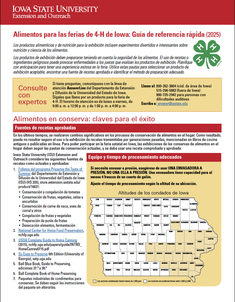 Foods for Iowa 4-H Fairs - Quick Reference Guide (2025) image number 0