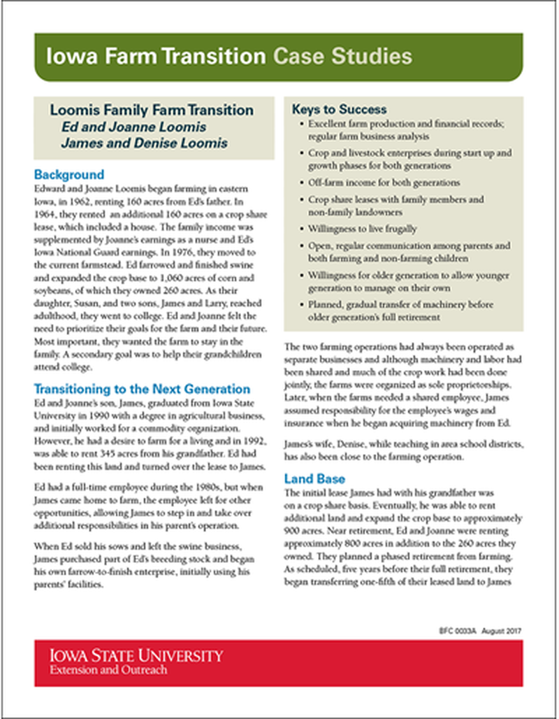 Iowa Farm Transition Case Studies: Loomis Family Farm Transition image number 0