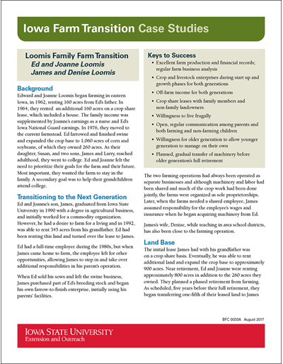 Iowa Farm Transition Case Studies: Loomis Family Farm Transition