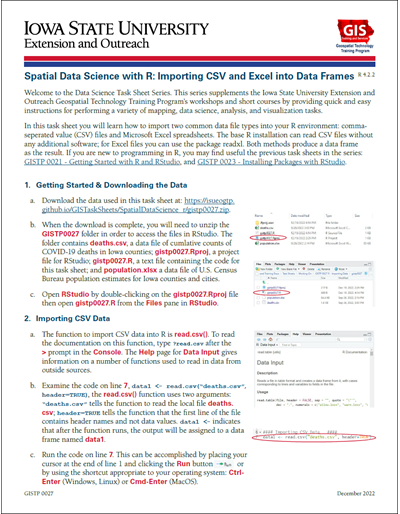 Spatial Data Science with R: Importing CSV and Excel into Data Frames