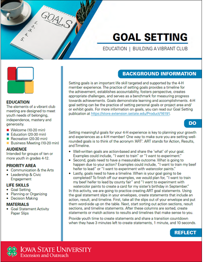 Goal Setting -- Vibrant Club Activity