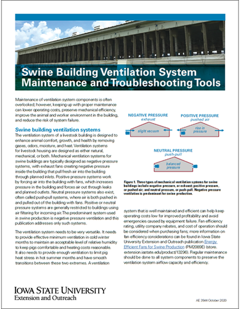 Swine Building Ventilation System Maintenance and Troubleshooting Tools image number 0