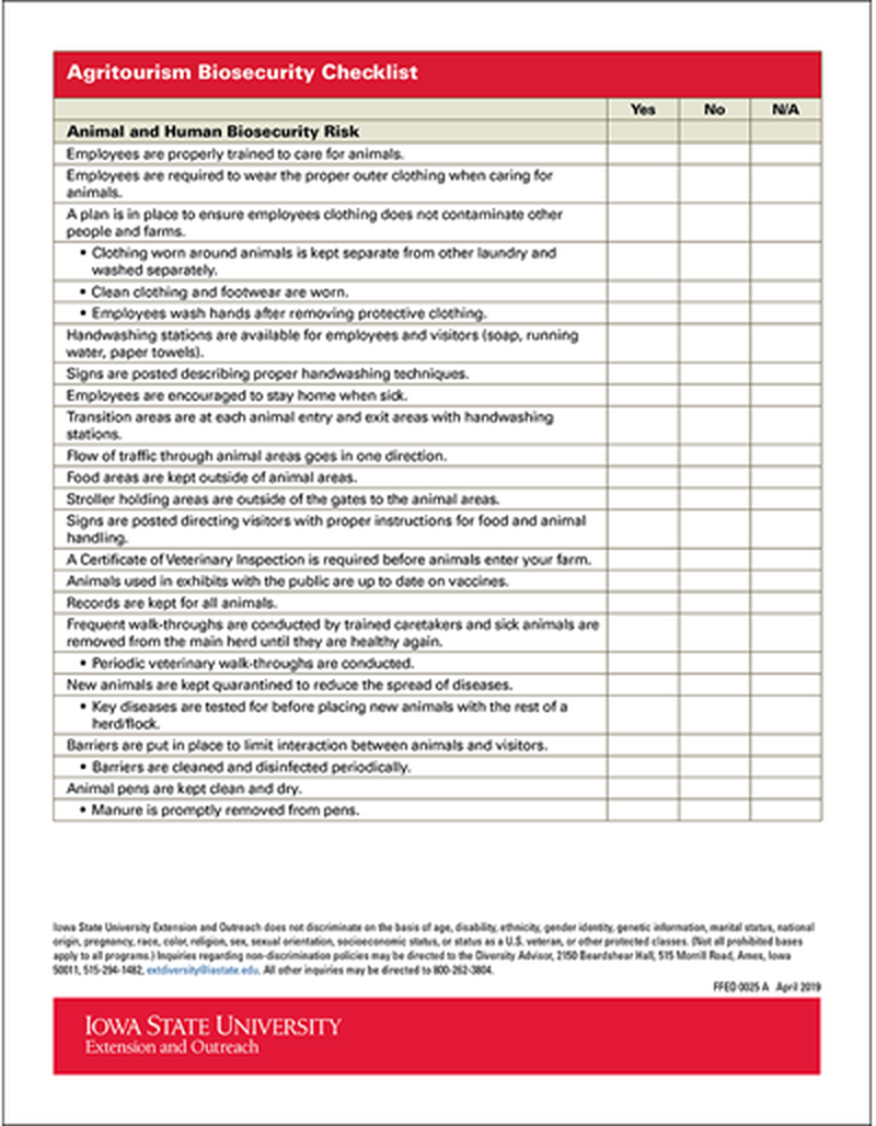 Agritourism Biosecurity Checklist image number 0