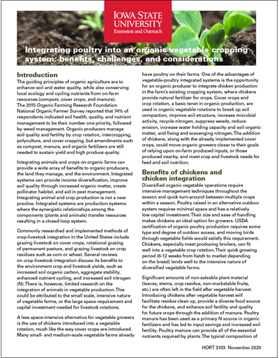 Integrating poultry into an organic vegetable cropping system: benefits, challenges, and considerations