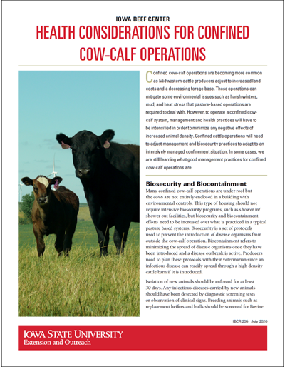 Health Considerations for Confined Cow-Calf Operations