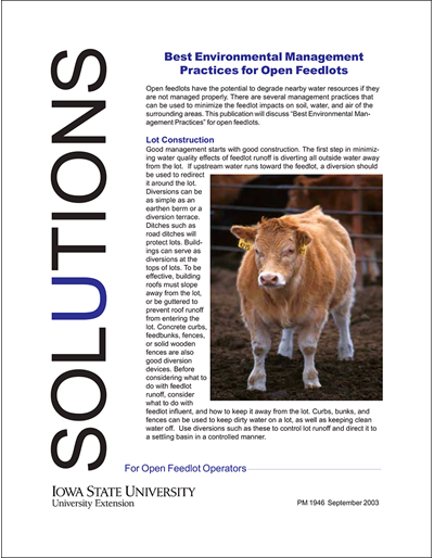 Best Environmental Management Practices for Open Feedlots -- Solutions for Open Feedlot Operators
