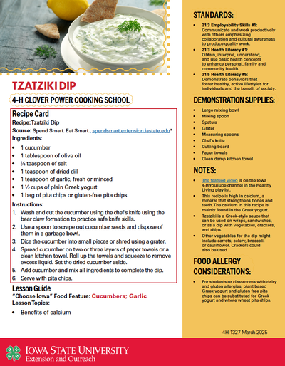 Tzatziki Dip -- Cooking School