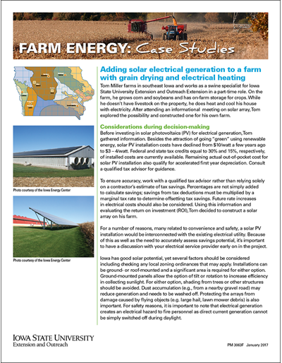 Farm Energy: Case Studies - Adding solar electrical generation to a farm with grain drying and electrical heating