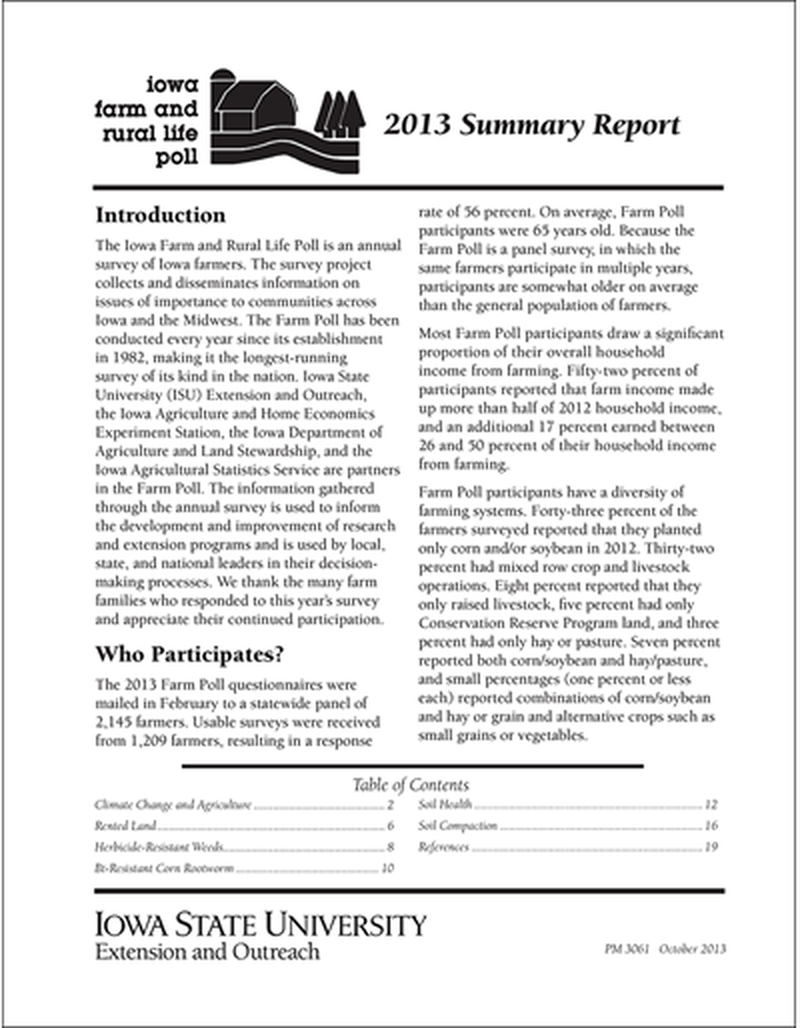 2013 Summary Report - Iowa Farm and Rural Life Poll image number 0