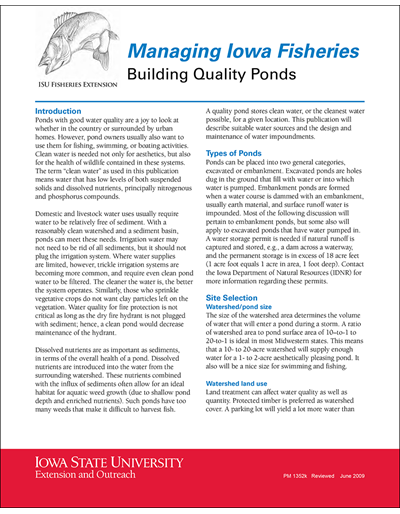 Building Quality Ponds -- Managing Iowa Fisheries