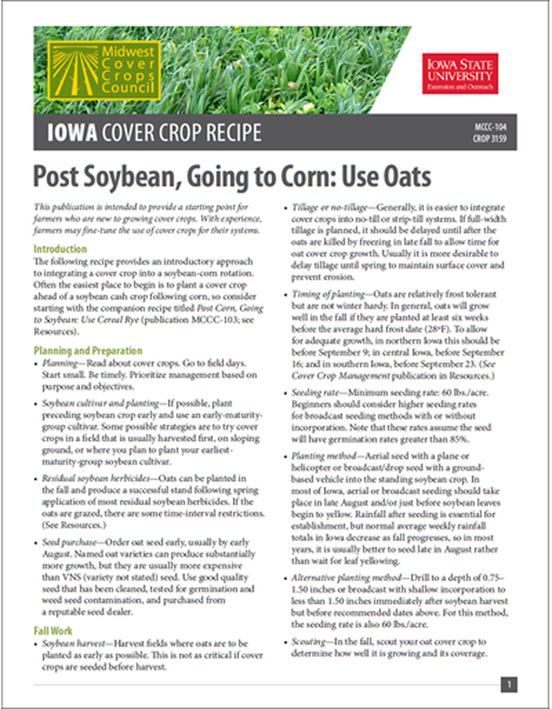 Post Soybean, Going to Corn: Use Oats image number 0