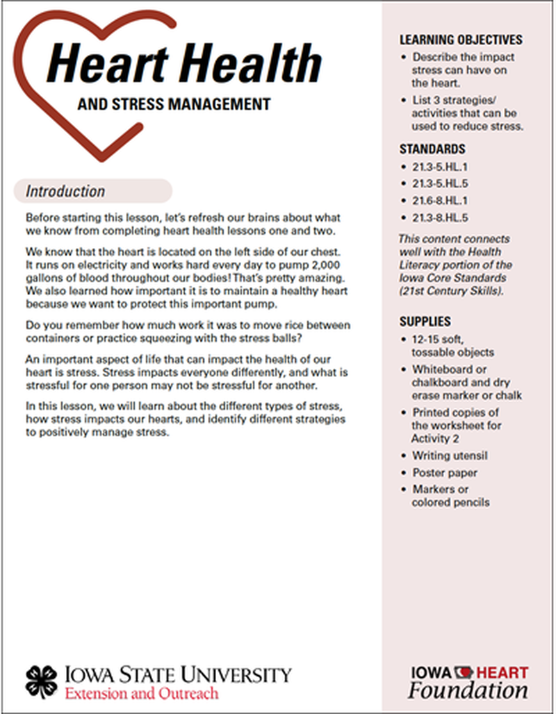 Heart Health and Stress Management -- Heart Health Lesson image number 0