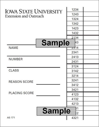 Livestock Judging Scorecard (Unit=Pkg of 25)