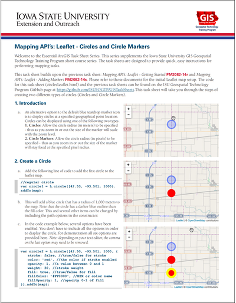 Mapping API's: Leaflet - Circles and Circle Markers image number 0