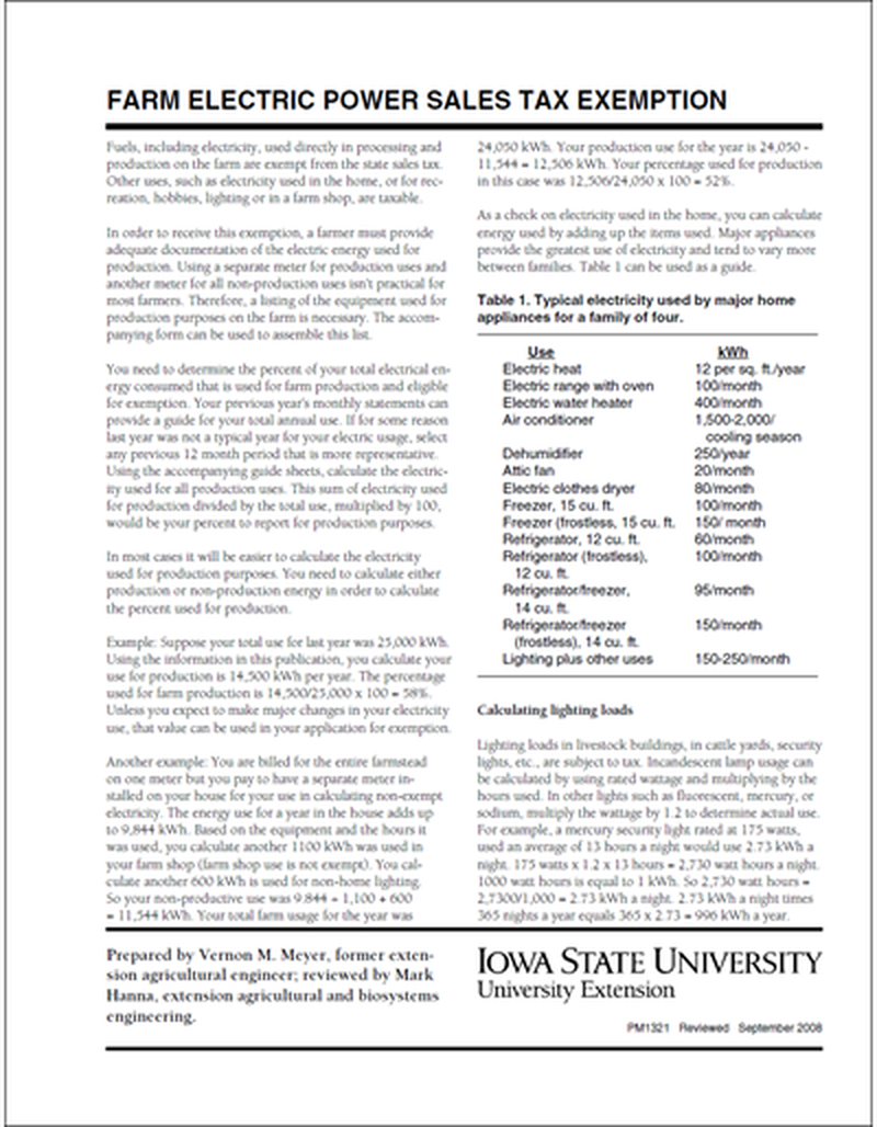 Farm Electric Power Sales Tax Exemption image number 0