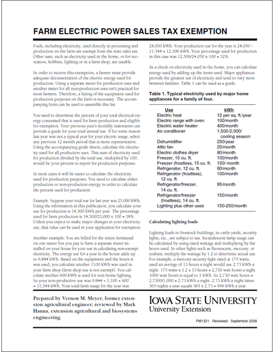Farm Electric Power Sales Tax Exemption