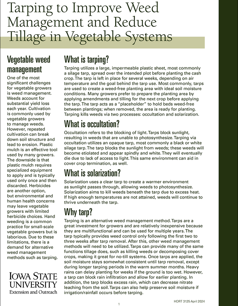 Tarping to Improve Weed Management and Reduce Tillage in Vegetable Systems image number 0