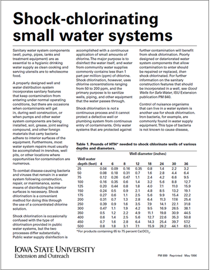 Shock Chlorinating Small Water Systems image number 0