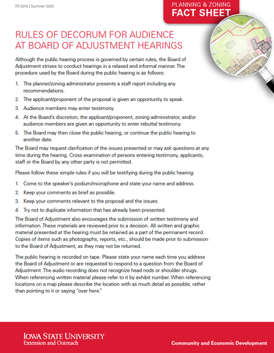 Planning and Zoning - Rules of Decorum for Audience at Board of Adjustment Hearings