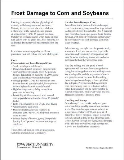 Frost Damage to Corn and Soybeans