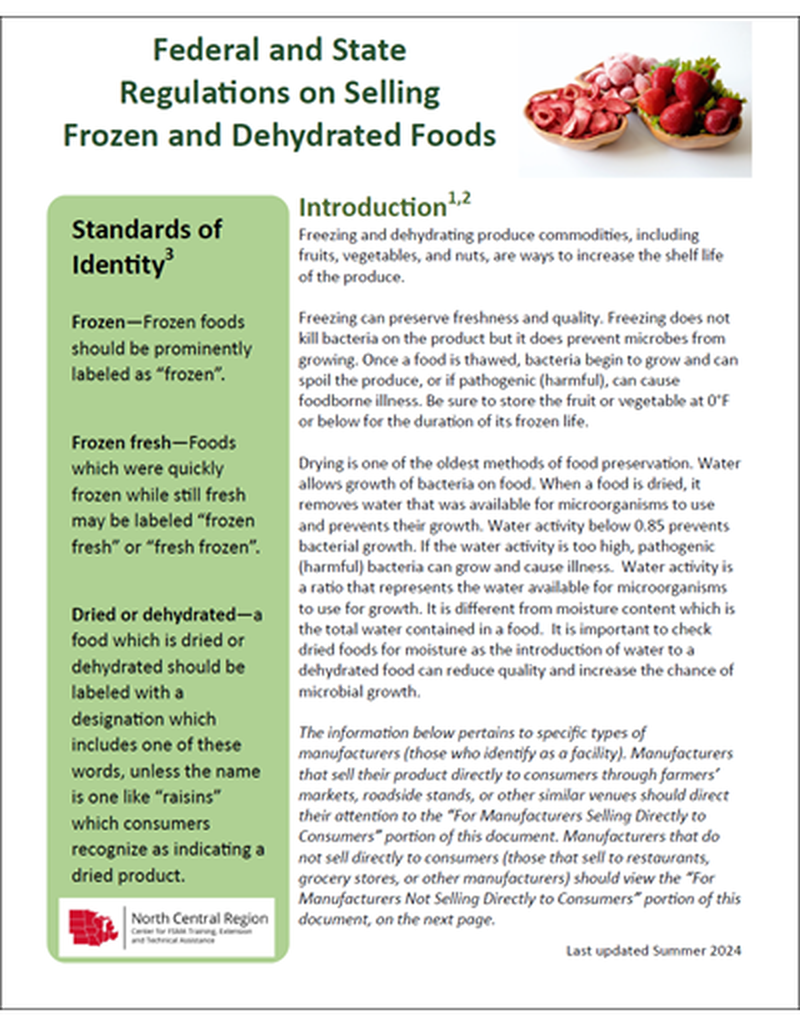 Federal and State Regulations on Selling Frozen and Dehydrated Foods image number 0