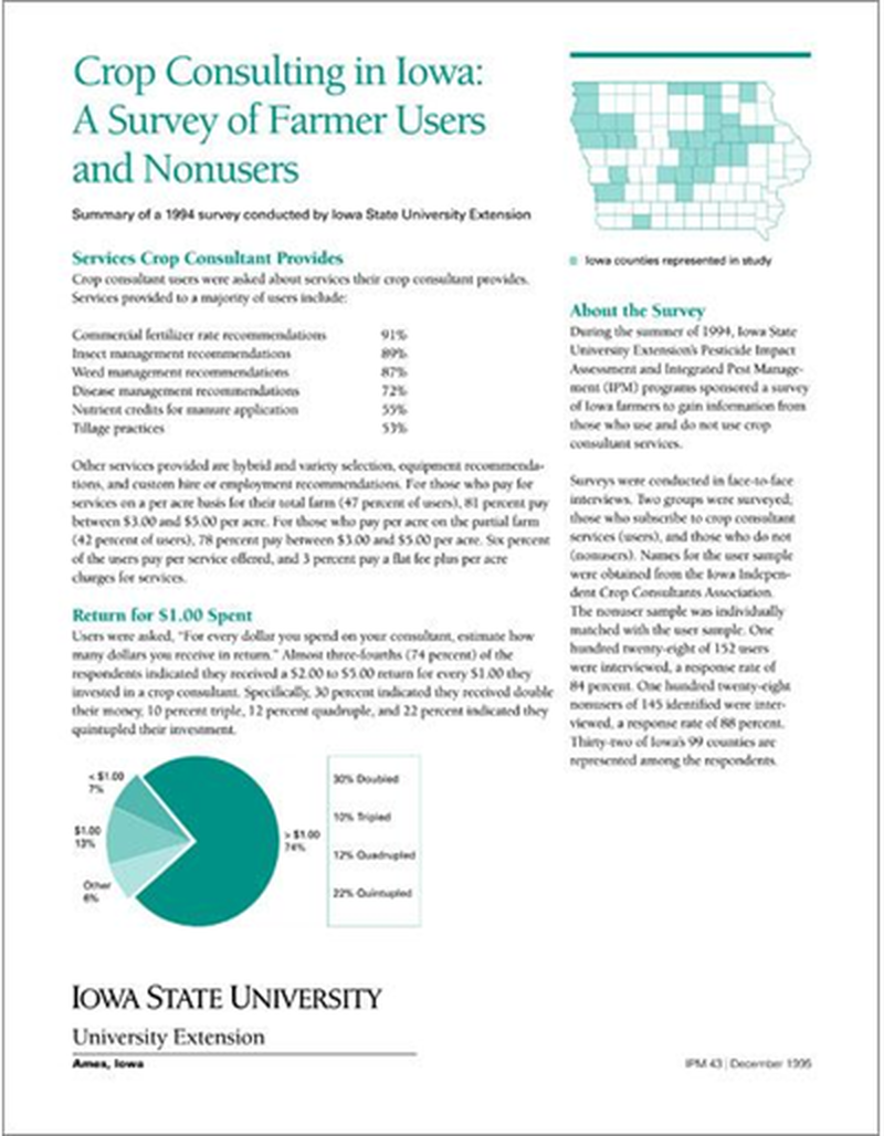 Crop Consulting in Iowa: A Survey of Farmer Users and Nonusers - Summary of a 1994 Survey image number 0