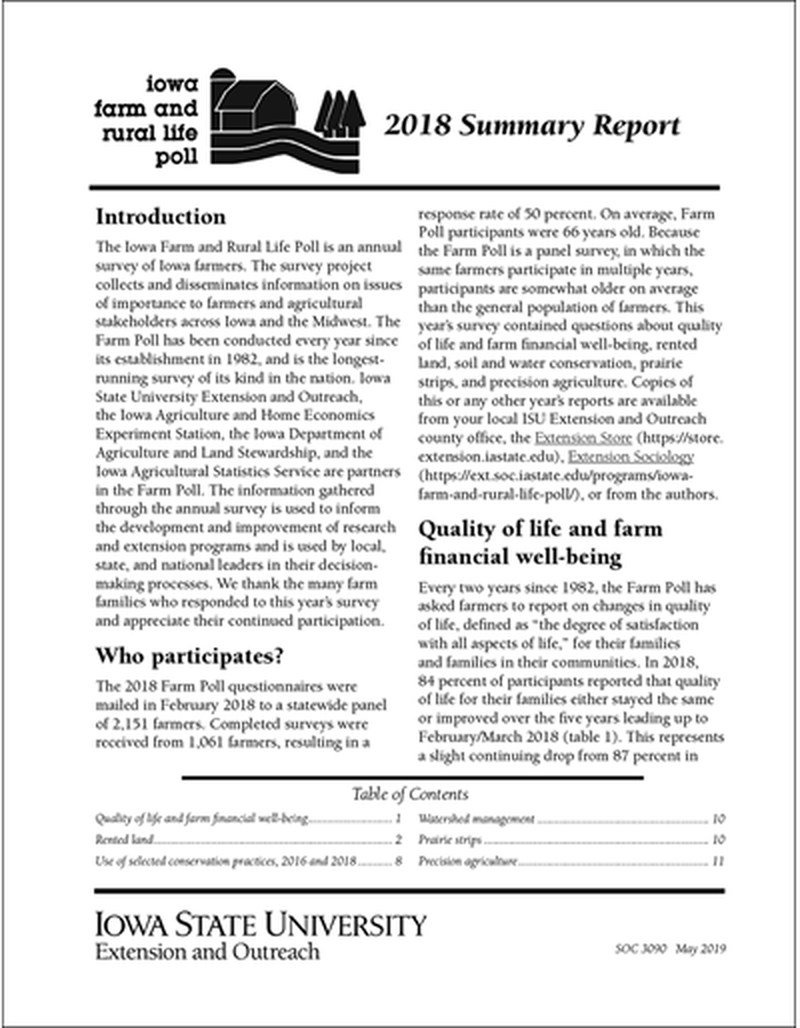 2018 Summary Report - Iowa Farm and Rural Life Poll image number 0
