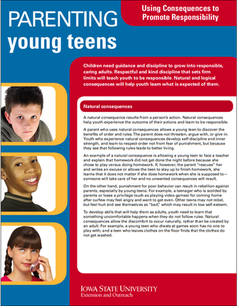 Parenting Young Teens: Using Consequences to Promote Responsibility image number 0