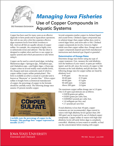 Use of Copper Compounds in Aquatic Systems -- Managing Iowa Fisheries