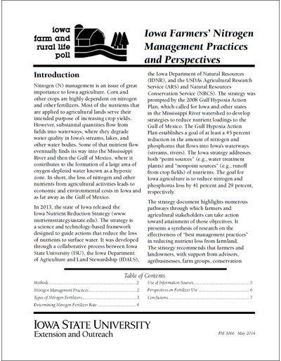 Iowa Farmers' Nitrogen Management Practices and Perspectives - Iowa Farm and Rural Life Poll