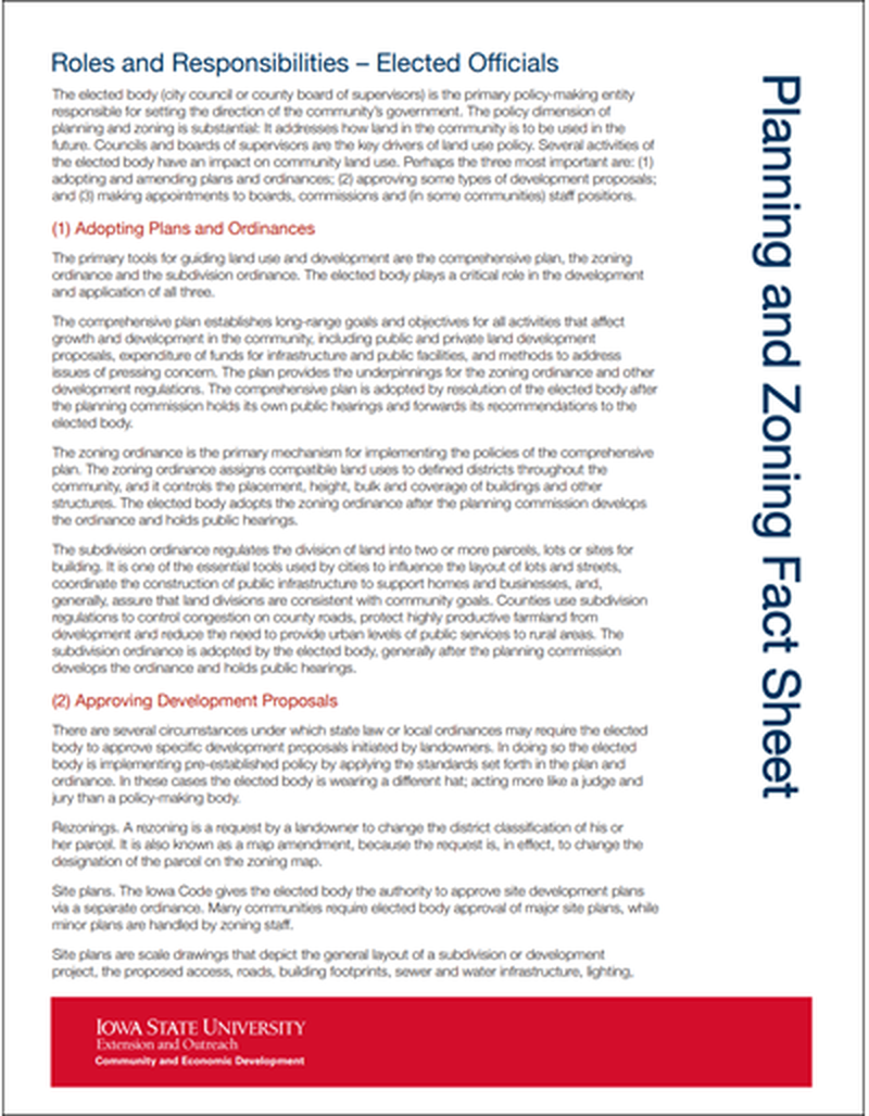 Planning and Zoning Roles and Responsibilities - Elected Officials image number 0