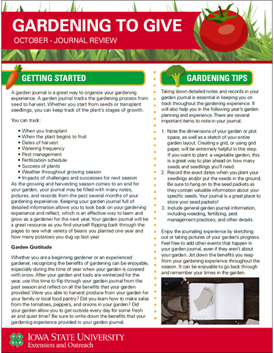 October Journal Review -- Gardening To Give