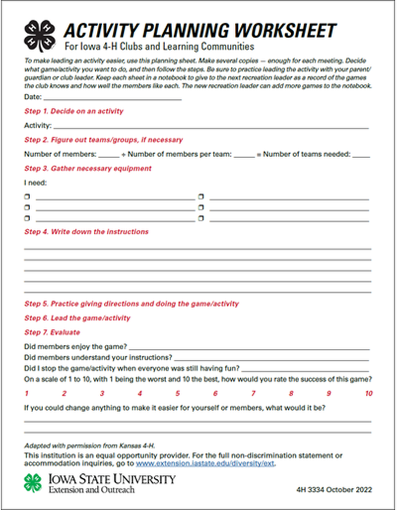 Activity Planning Worksheet image number 0