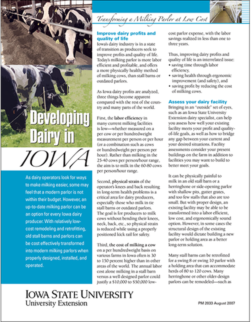Developing Dairy in Iowa: Transforming a Milking Parlor at Low Cost image number 0