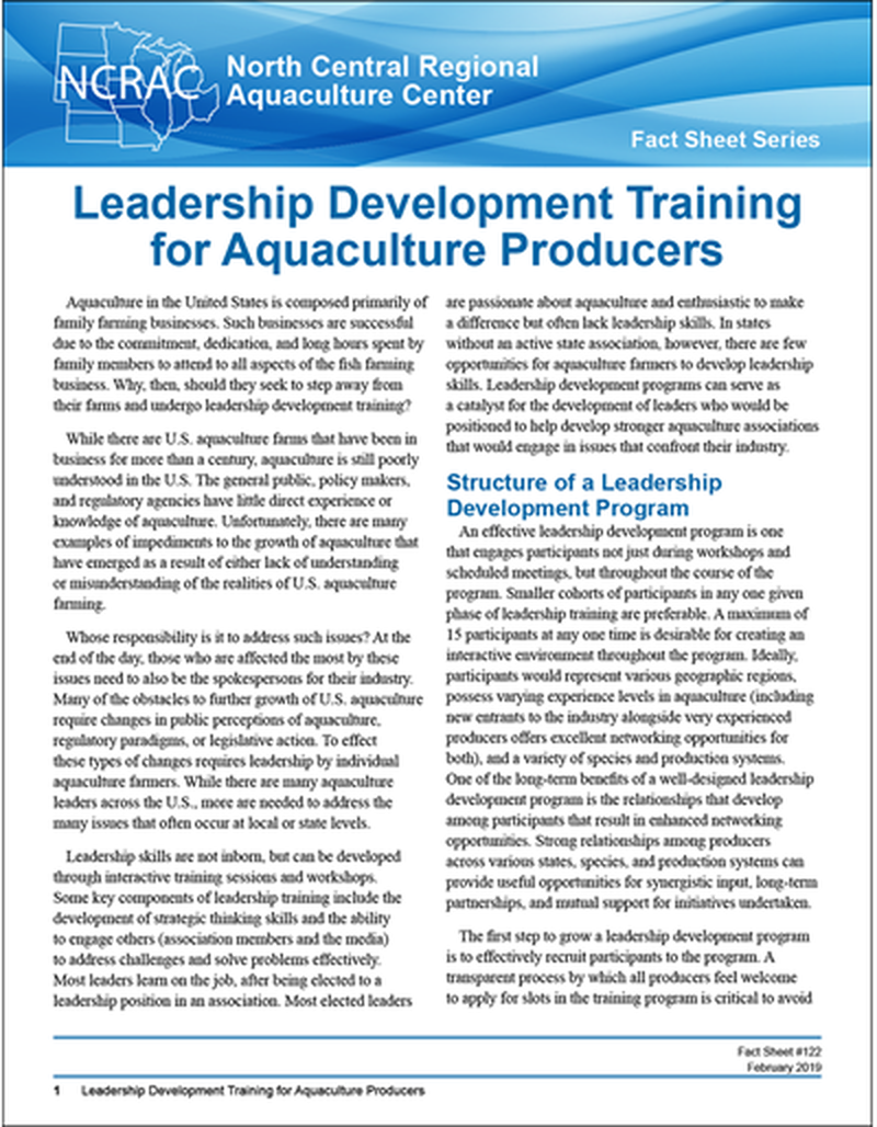 Leadership Development Training for Aquaculture Producers image number 0